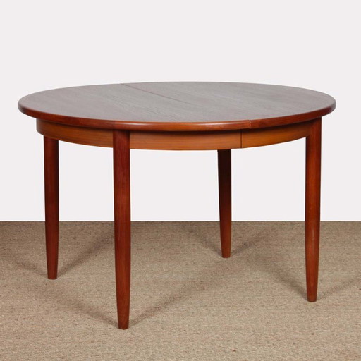 Grande table de repas ronde extensible en teck, 1960