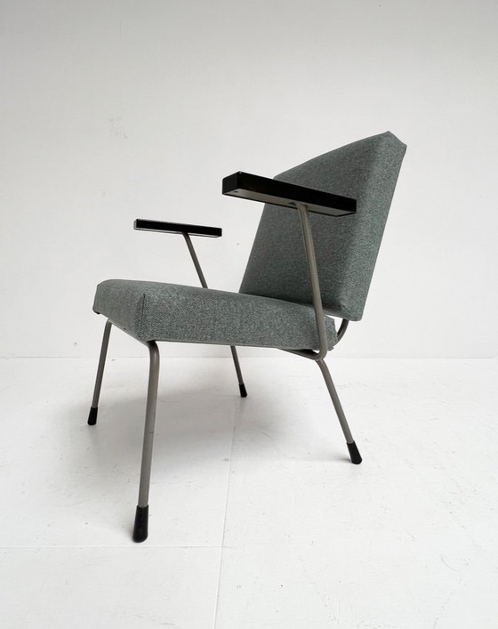 Image 1 of Re-upholstered blue Gispen 1401 armchair by Wim Rietveld, 1950's