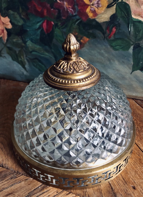 Image 1 of Lámpara de techo antigua de cristal y bronce de Maison L.GAU