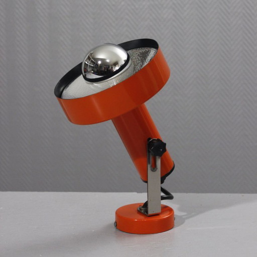 Aplique de pared vintage, foco orientable, aluminio naranja, diseño años 70