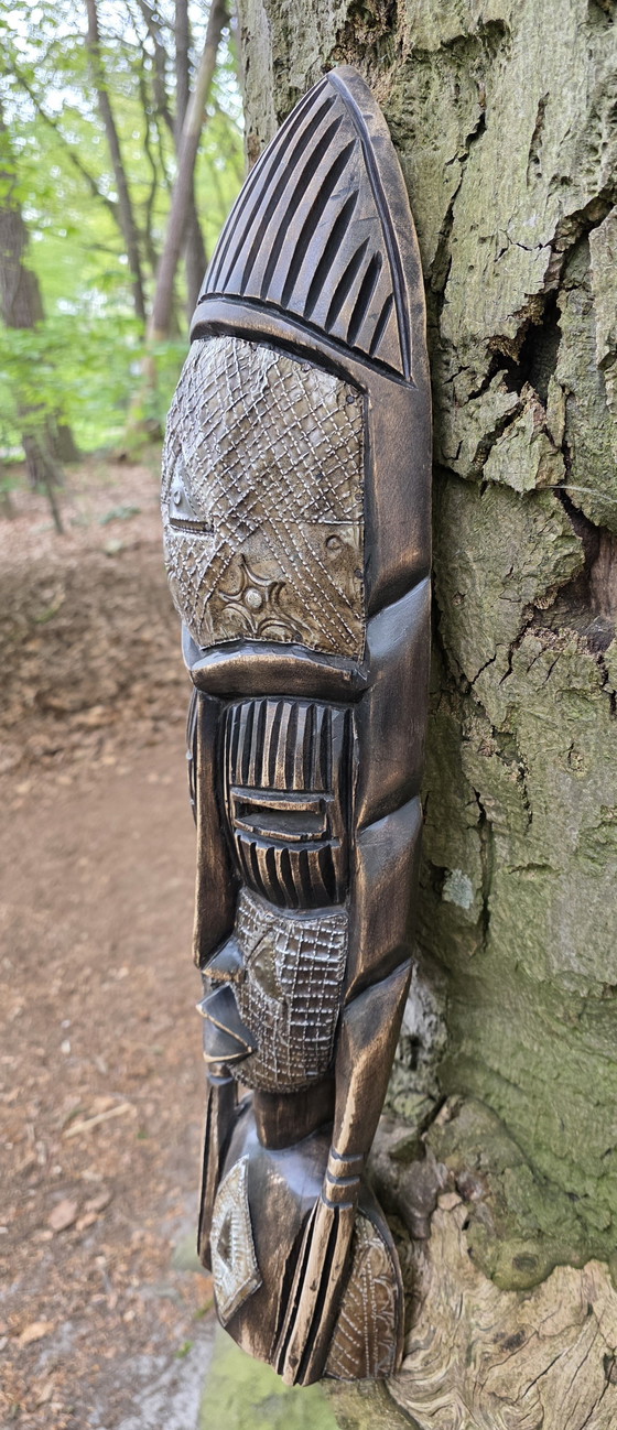 Image 1 of Große afrikanische Masken 58 cm | 2er-Set im Boho-Stil
