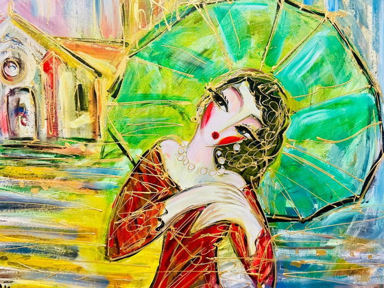 HRASARKOS - Green Umbrella - Artist's Canvas – Paintings & Drawings (photo 3 of 11)