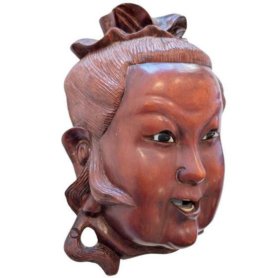 Guanyin (Avalokiteshvara) – botten tanden en glazen ogen, 19e eeuw – kavel 138 – Beeldhouwkunst, Wood, Glass (photo 2 of 15)