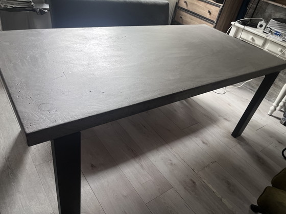 Sturdy Concrete-Look Dining Table – Metal, Wood (photo 2 of 5)