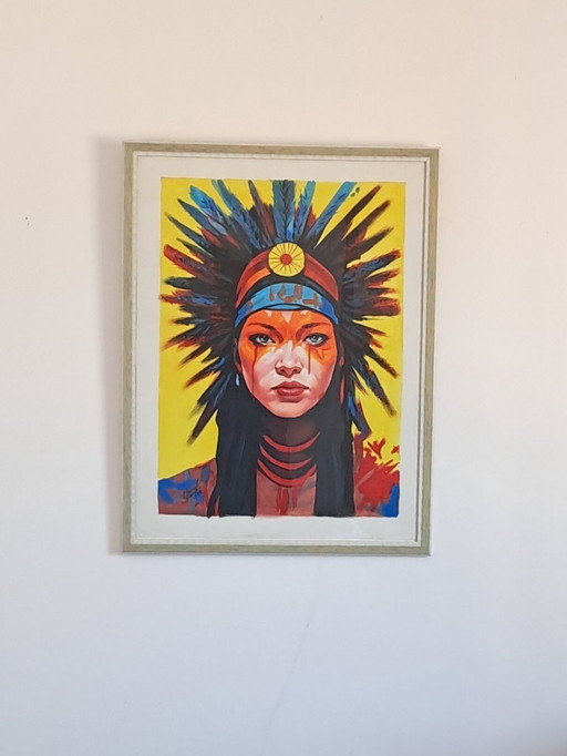 Alberto Ricardo - Rostro India - Artist's canvas under glass