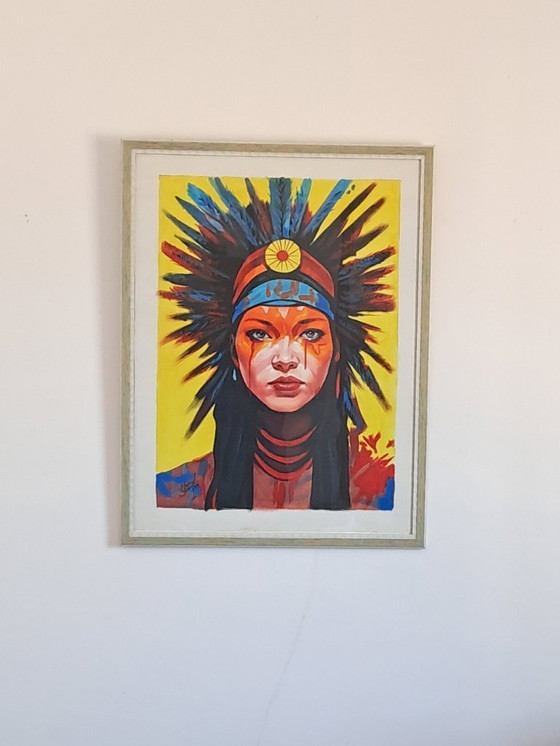 Image 1 of Alberto Ricardo - Rostro India - Artist's canvas under glass
