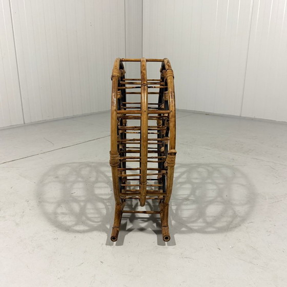 Image 1 of Rond rotan wijnrek flessenrek 1970's