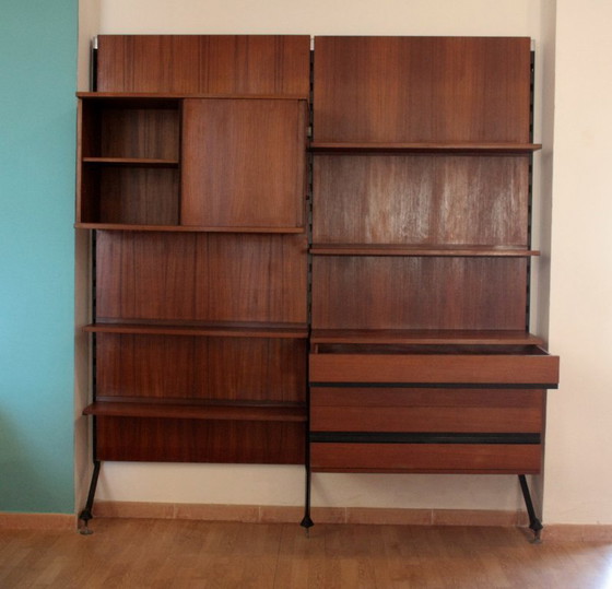 Image 1 of "Urio" modular wall system by Ico and Luisa Parisi for MiM 1957, two-module bookcase, Italy, 1960s