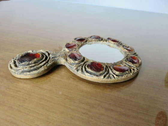 Image 1 of Espejo de Murano, Italia, Creaciones Gobesso, cristal de Murano y resina dorada, circa 1960