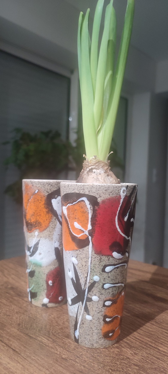 Image 1 of Pair of signed and numbered vintage ceramic mugs