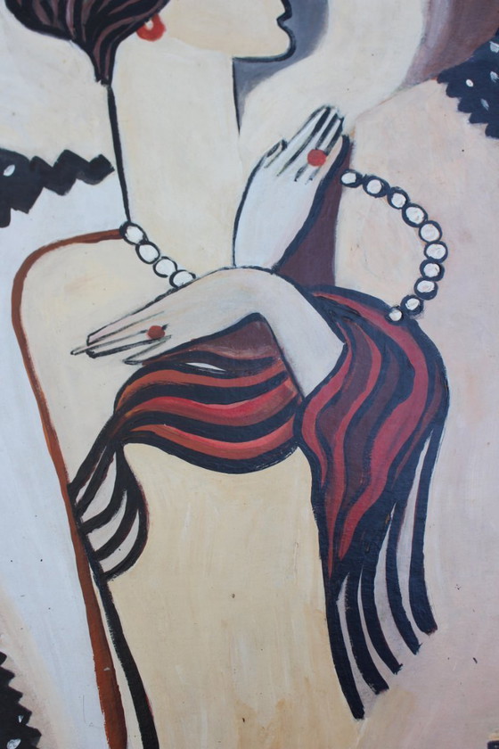 Image 1 of 1960s Midcentury Modern Expressionist Nude Oil Painting