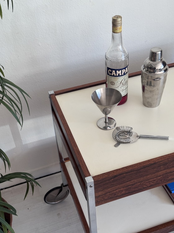 Vintage Bauhaus trolley barcart serveerwagen jaren 60 – Chrome, Wood (photo 5 of 15)