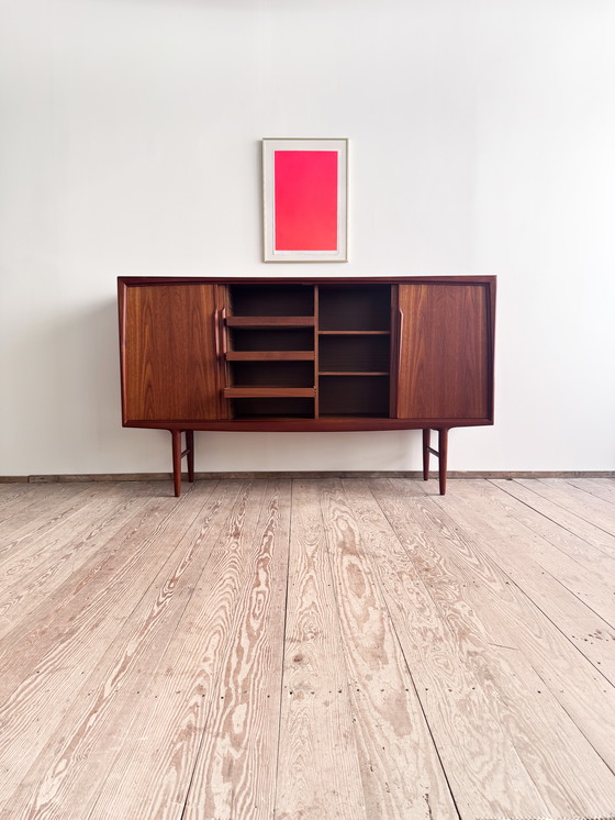 Image 1 of Buffet haut danois du Mid Century en teck par Axel Christensen Odder pour Odder Møbler