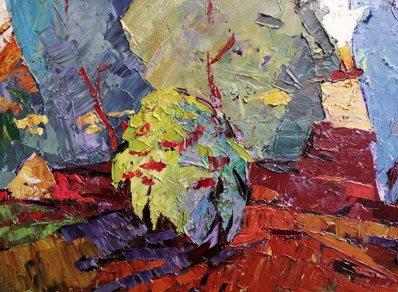 Peinture à l'Huile Originale Paysage Nature Automne Vent dans le Dos – Peintures et dessins, Canvas (photo 7 of 11)