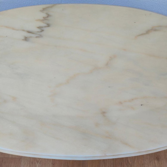 Oval Vintage Regency Coffee Table with Marble Onyx Top – Brass (photo 11 of 13)