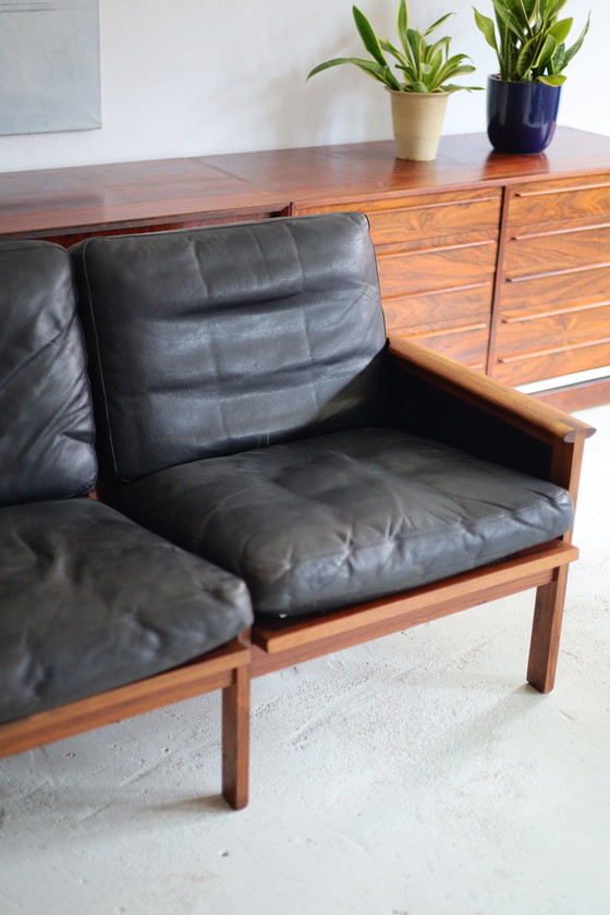 Image 1 of Canapé 2 places en cuir Capella, Illum Wikkelso pour Niels Eilersen, 1960