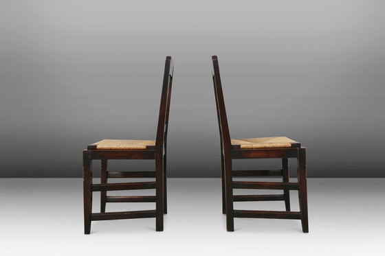 Image 1 of 6 Stühle aus Eichenholz und Korbgeflecht im Art déco-Stil von Victor Coutray, Frankreich