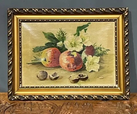Still life with fruits and flowers. – schilderijen tekeningen, Canvas (photo 2 of 5)