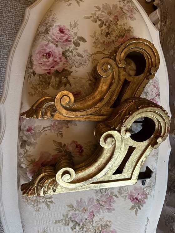 2 decorative Louis Philippe wall Consoles – Wood, Gold (photo 8 of 11)