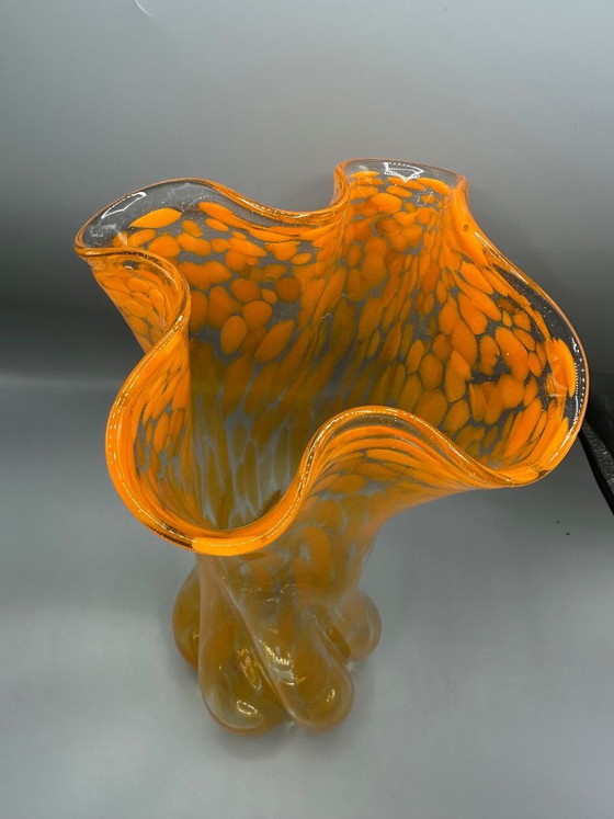 Image 1 of Murano vase orange hand-blown designer vase