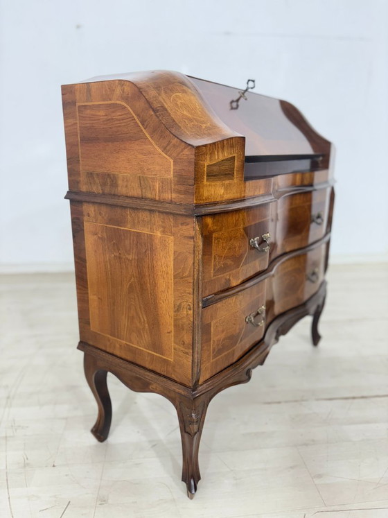 Image 1 of Baroque style writing desk / secretary desk with inlays circa 1800 / secretary table / writing desk