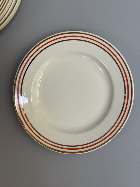 Image 1 of Set di 12 piatti da dessert o da colazione vintage Boch Frères - anni '40