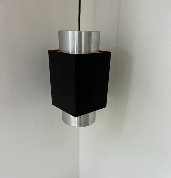 Image 1 of Suspension vintage, chrome et métal noir, Scandinavie, 1970