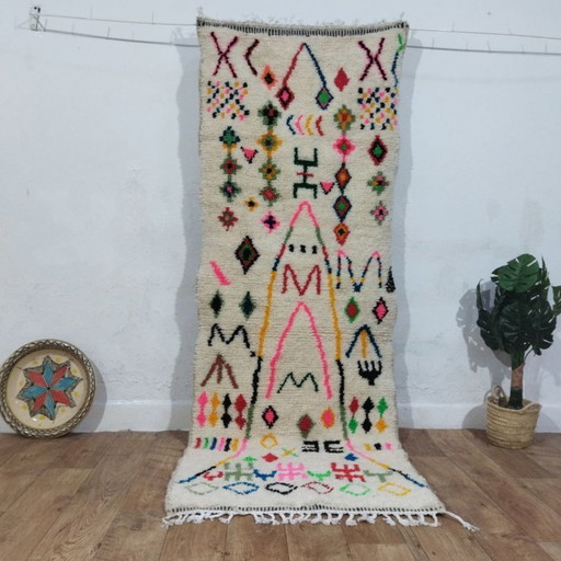 Farbenfroher marokkanischer Berber-Läufer | 240 × 90 cm