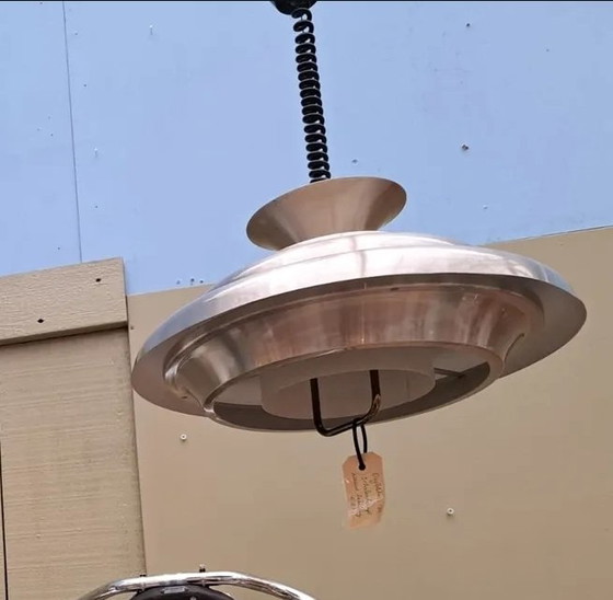 Image 1 of Lampada a sospensione vintage Dijkstra Danish Design in metallo Space Ace Bowl.