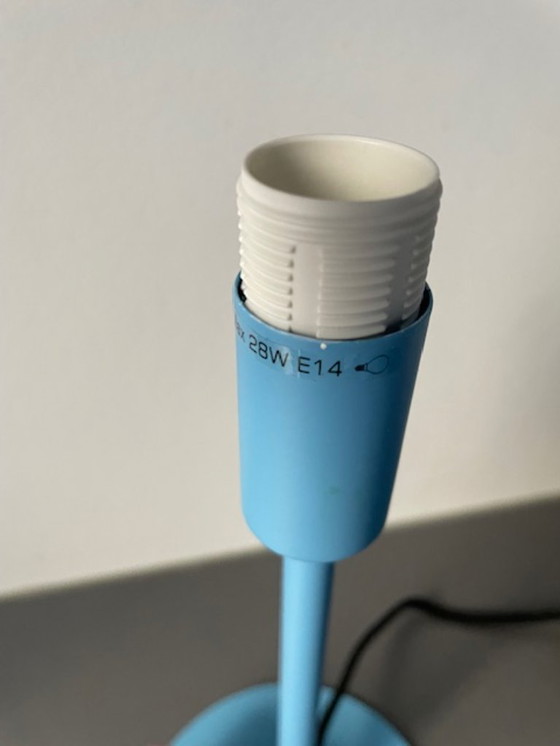 Image 1 of Modern light blue table lamp with dome shade