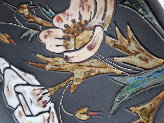 Image 1 of Piatto da parete.Decorazione floreale.Ruscha.Germania