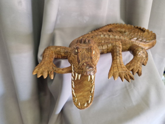 Image 1 of Grand crocodile alligator en bois