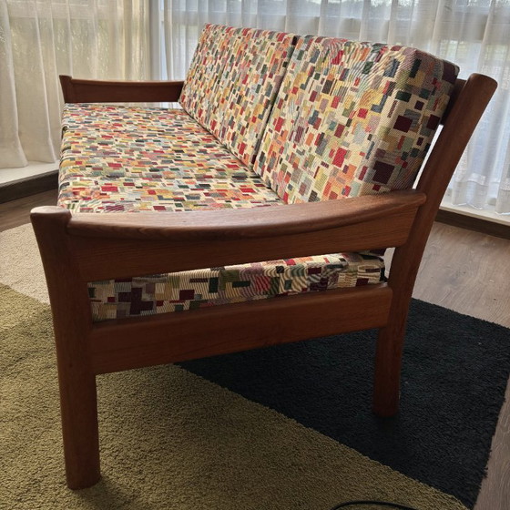 Divano Vintage Dyrlund 3 posti – Teak Massiccio – Design Danese Mid-Century – Nuovamente Rivestito (photo 2 of 7)
