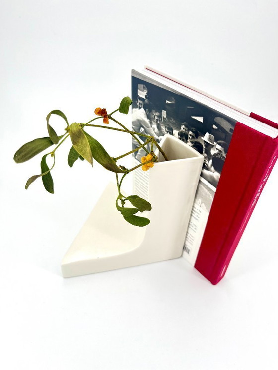 Image 1 of Vintage White Ceramic Geometric Vase by Parravicini, Italy 1970