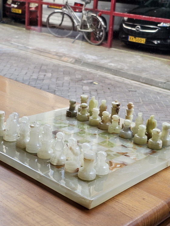 Image 1 of Vintage Onyx Chess Set Chessboard Chess Set Marble