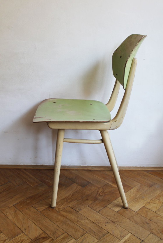 Set di 6 sedie da pranzo TON | Finitura originale color pastello | 1964 – Wood (photo 6 of 46)