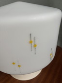 Lampada da soffitto vintage in vetro satinato con stampa retrò