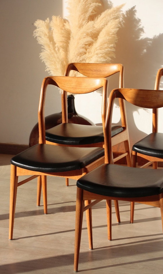 Image 1 of Set of 6 Vintage Scandinavian Teak Chairs – 1960s