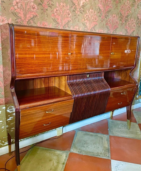 Image 1 of 1 buffet italien vintage de style Art déco avec meuble bar par Osvaldo Borsani