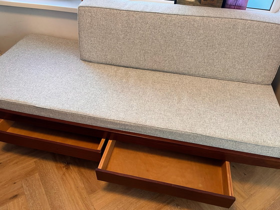 Letto da giorno vintage finlandese in teak con cassetti, anni '60, Letti da giorno, Legno, Tessile, Marrone (foto 5 di 6)