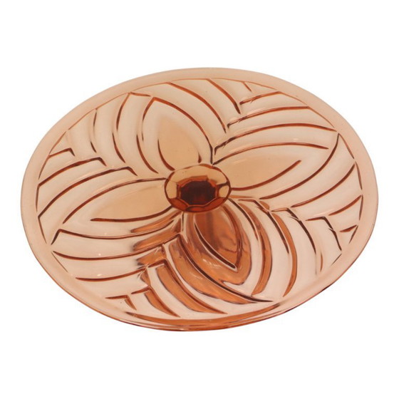 Image 1 of Piatto da torta Art Déco rosa e arancione