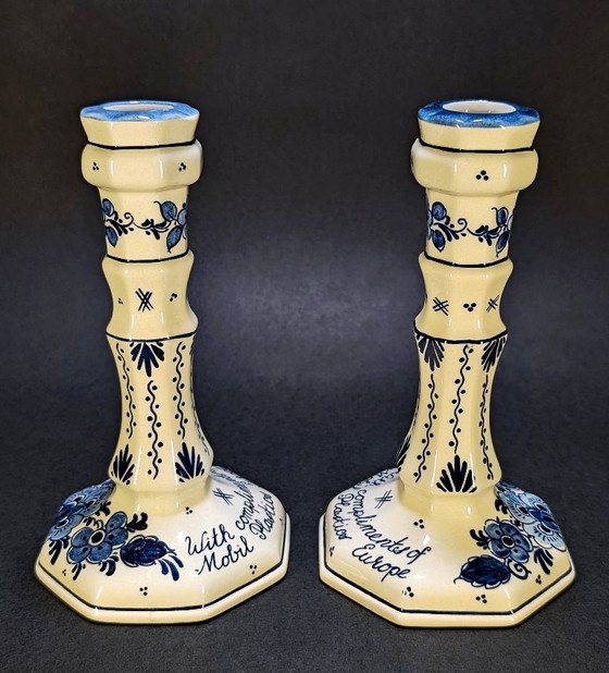 Paar Royal Goedewaagen Blue Delft Kandelaars – Holland – Kandelaars en kaarsen, Ceramic (photo 5 of 7)