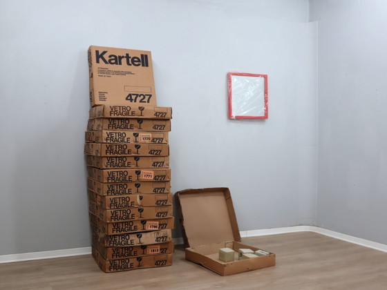 Image 1 of 1970s Anna Castelli Ferrieri for Kartell Mod. 4727 Red Mirror