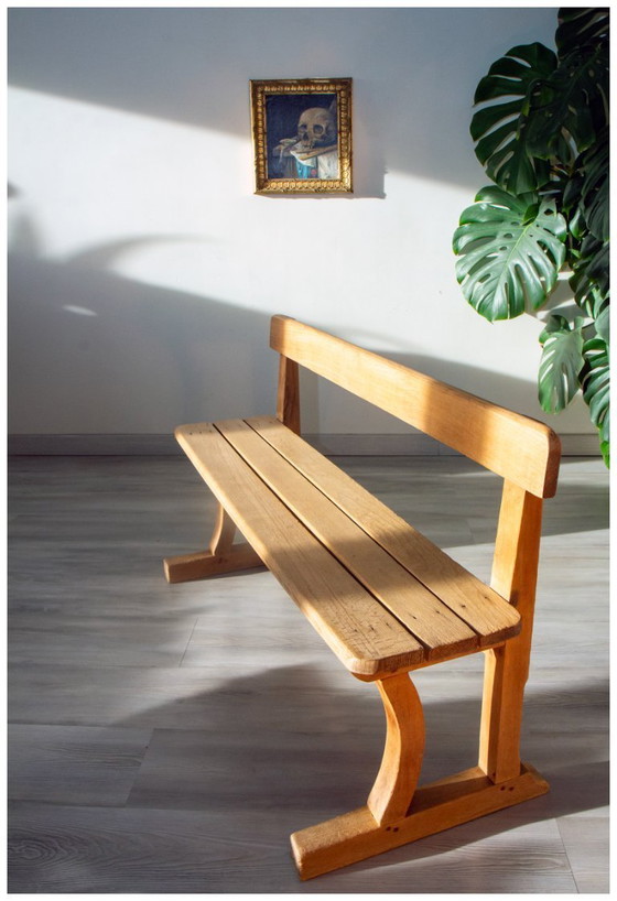 Image 1 of Banc d'ecole en bois massif début XX -ème