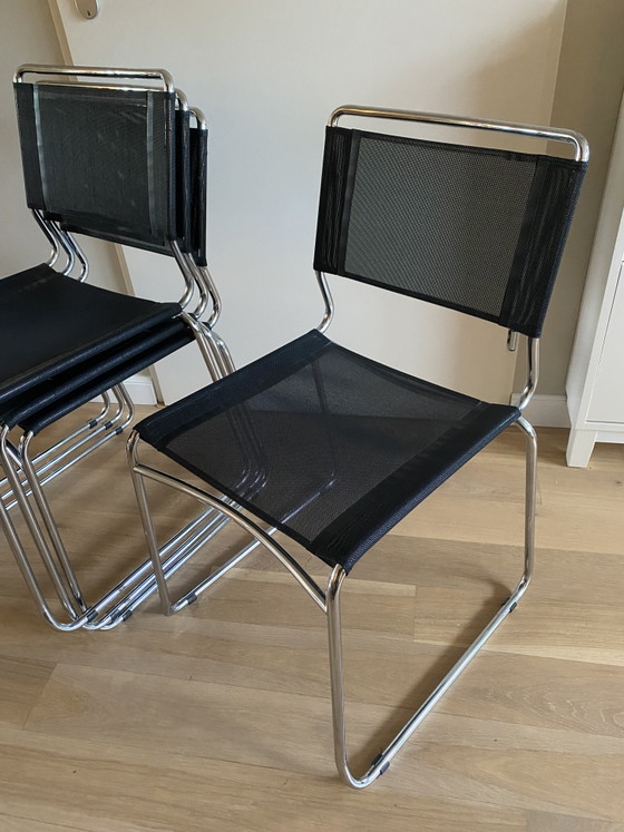 Set of 4 Thonet Bauhaus Style Netweave Chairs - Italy 2008 – Dining chairs, Chrome (photo 4 of 7)