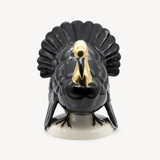 Image 1 of Goebel Westdeutschland – Große schwarz-goldene Truthahnskulptur (Modell 32060-22)