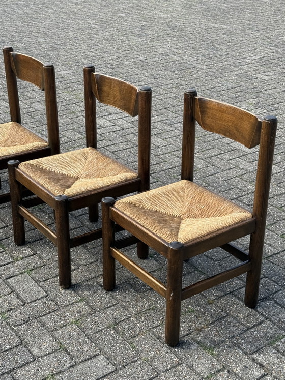4x Vico Magistretti Eettafel Set – Eetkamerstoelen, Wood, Wicker (photo 4 of 14)