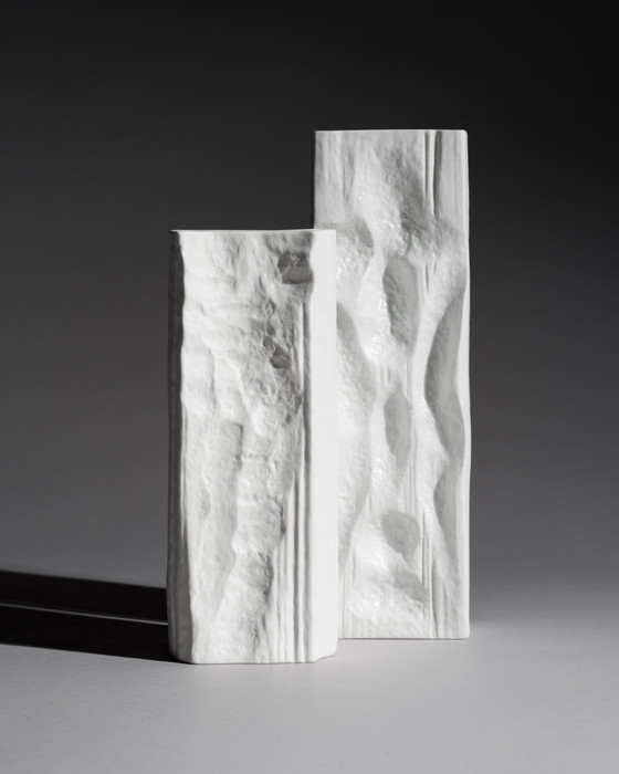 Image 1 of Rosenthal Studio-Linie Vase Op Art Allemand Duo Martin Freyer Années 70 Bisque Porcelaine