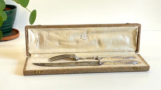 Image 1 of Silver-plated cutlery set with Minerva helmet, Paris