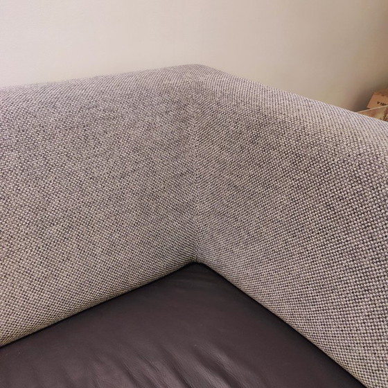 Image 1 of Montel Chaise Longue Design Two-Seater Sofa, Black Leather Seat